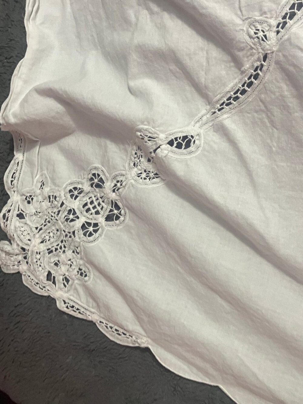 Vintage Battenburg Lace Cotton Large Tablecloth - Picture 6 of 11